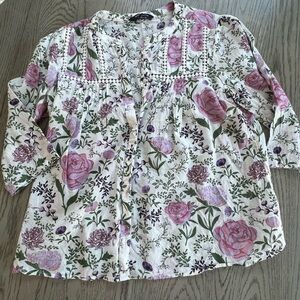 Marks & Spencer Floral Blouse - Pink and Green